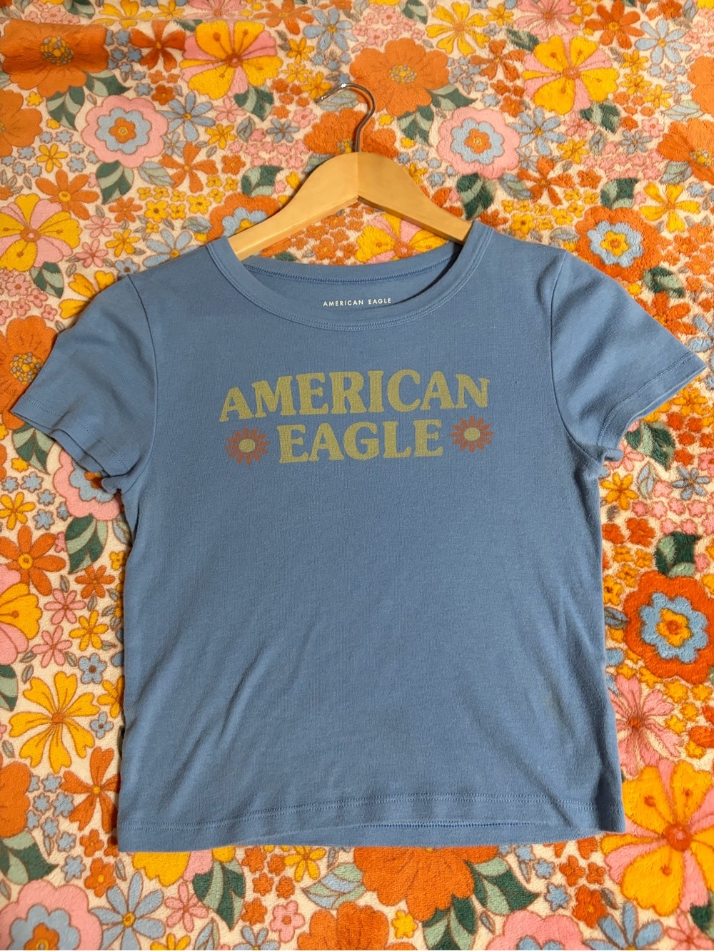 American Eagle Outfitters Light Blue Graphic Tee